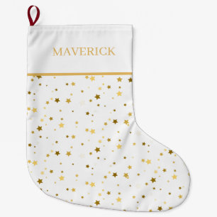 Grande Chaussette De Noël Étoiles Dorées Souvenir de Noël 