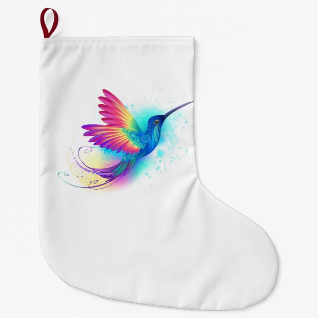 Grande Chaussette De Noël Exotic Rainbow Hummingbird (Devant)