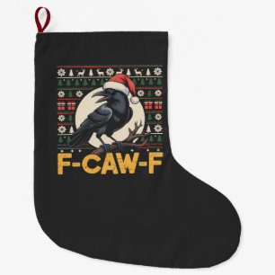 Grande Chaussette De Noël F-Caw-F Douille de Noël moche Drôle Corbeau de Noë
