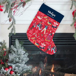 Grande Chaussette De Noël Fa La Noël 12 jours de Noël Rouge