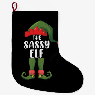 Grande Chaussette De Noël Famille de lutin impertinent correspondant au grou