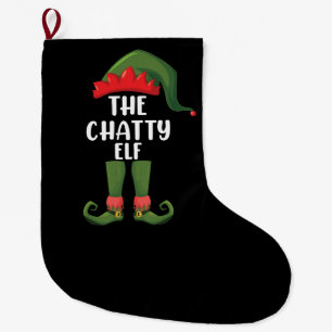 Grande Chaussette De Noël Famille d'elfes bavards groupe assorti Noël
