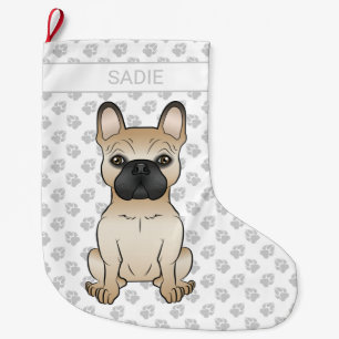 Grande Chaussette De Noël Faon avec masque noir Bouledogue français chien &