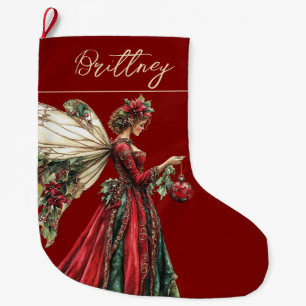 Grande Chaussette De Noël Fée de Noël Élégante Forestcore