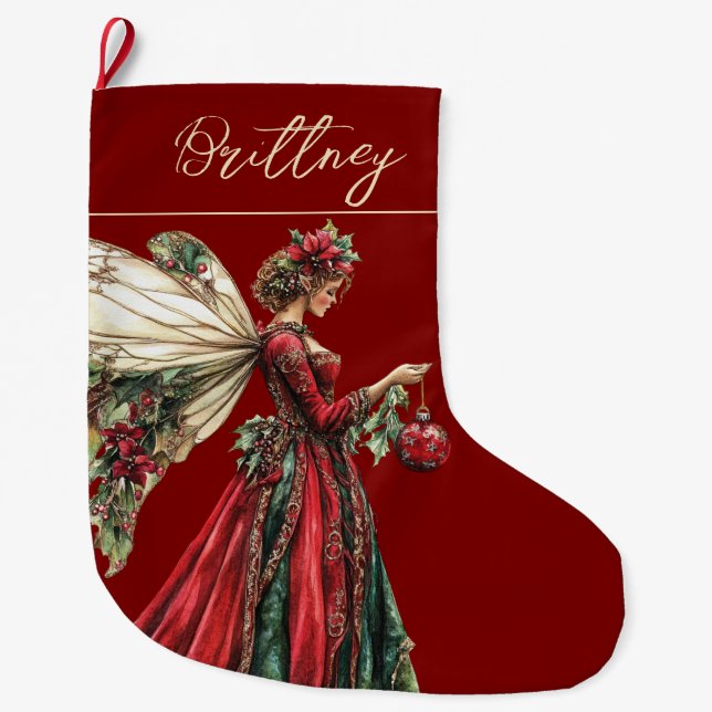 Grande Chaussette De Noël Fée de Noël Élégante Forestcore (Devant)