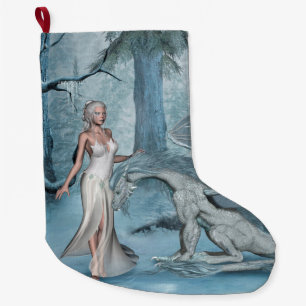 Grande Chaussette De Noël Fée de Wondeful avec le dragon