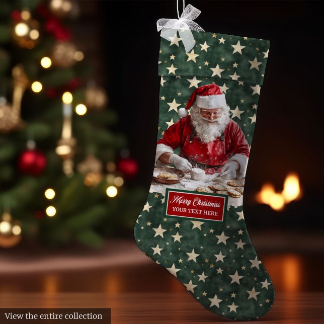 Grande Chaussette De Noël Félicitations Santa Claus Fêtes Stocker Personnali (Cheerful Santa Claus Holiday Stocking Personalized for You)