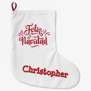 Grande Chaussette De Noël Feliz Navidad Christmas Stocking