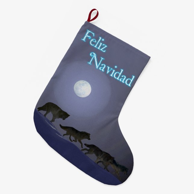 Grande Chaussette De Noël Feliz Navidad - Pack Wolf (Devant (Accrochage))
