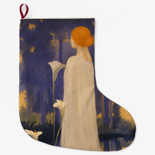 Grande Chaussette De Noël Femme Art Nouveau éthérée sous les lys callas écla
