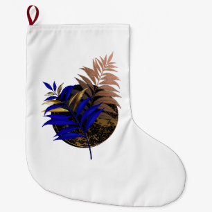 Grande Chaussette De Noël Ferme bleue sur cercle noir