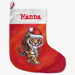Grande Chaussette De Noël Festif personnalisé Noël de tigre