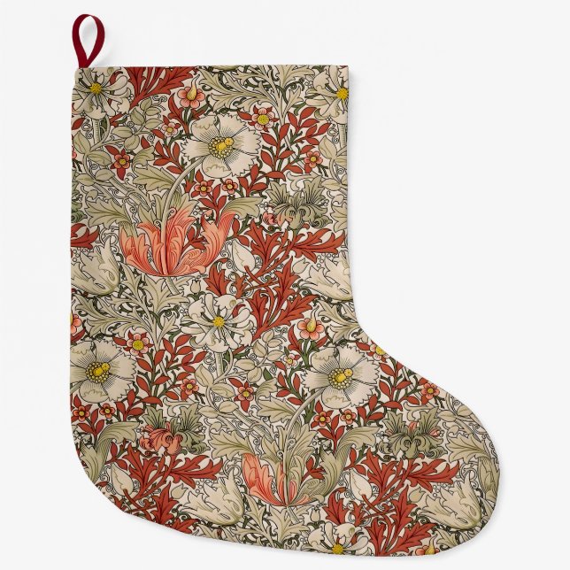 Grande Chaussette De Noël Festival de fleurs de William Morris Spring Compto (Devant)