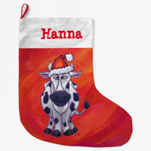 Grande Chaussette De Noël Festivale Personnalisée Vache Noël