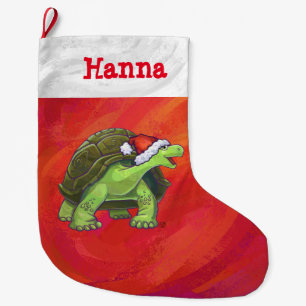 Grande Chaussette De Noël Festive Tortue personnalisée Noël