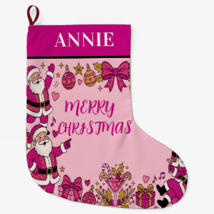 Grande Chaussette De Noël Fête de Noël Friendsmas avec le Père Noël drôle