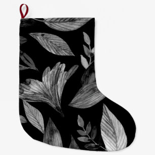Grande Chaussette De Noël Feuilles mortes aquarelle 9