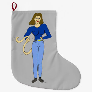 Grande Chaussette De Noël fille avec une queue