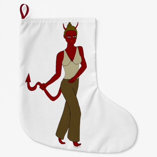 Grande Chaussette De Noël fille diable (Devant)