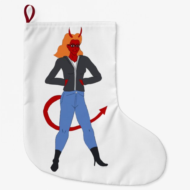 Grande Chaussette De Noël fille diable (Devant)