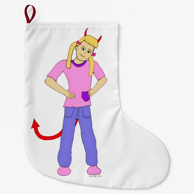 Grande Chaussette De Noël fille diable (Devant)