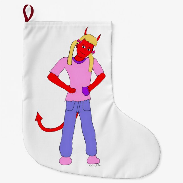 Grande Chaussette De Noël fille diable (Devant)