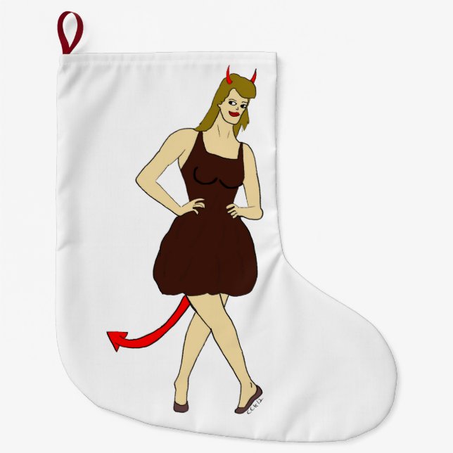 Grande Chaussette De Noël fille diable (Devant)