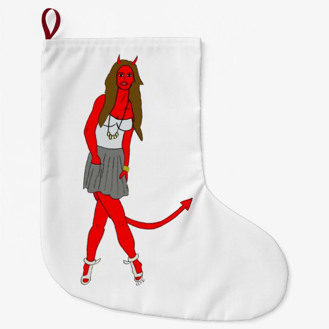 Grande Chaussette De Noël fille diable (Devant)