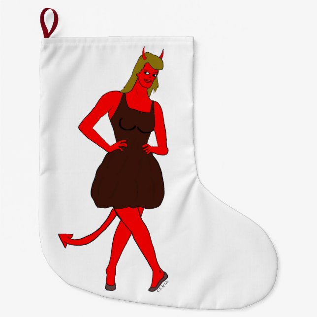 Grande Chaussette De Noël fille diable (Devant)