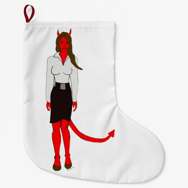Grande Chaussette De Noël fille diable (Devant)