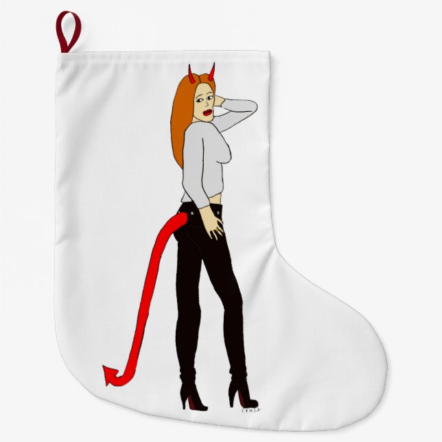 Grande Chaussette De Noël fille diable (Devant)
