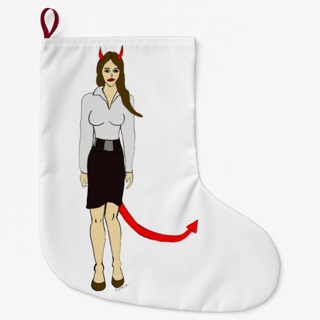 Grande Chaussette De Noël fille diable (Devant)
