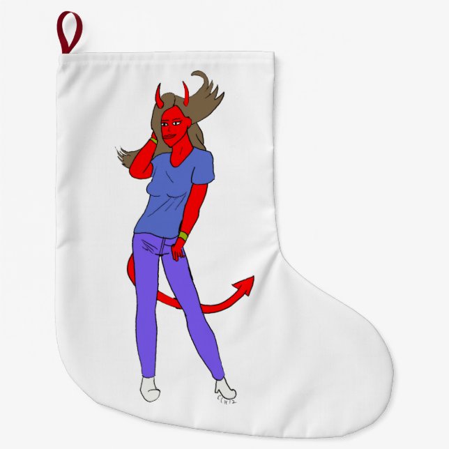 Grande Chaussette De Noël fille diable (Devant)