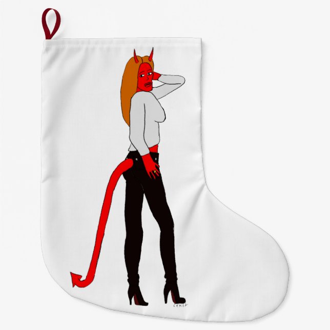 Grande Chaussette De Noël fille diable (Devant)