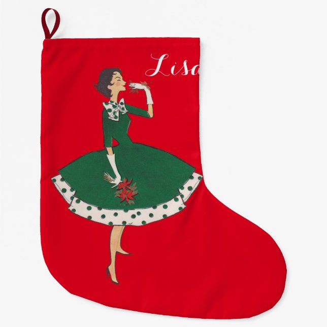 Grande Chaussette De Noël Fille vintage (Devant)
