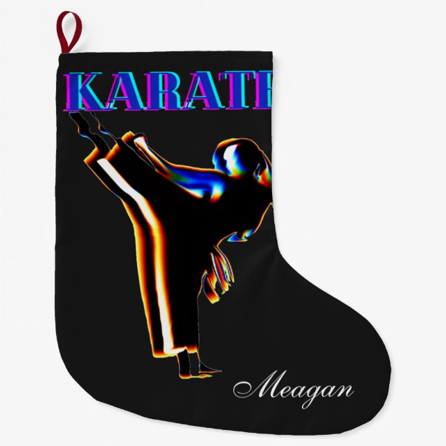 Grande Chaussette De Noël Filles Karate Blur Abstrait (Devant)