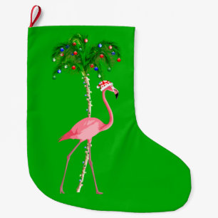 Grande Chaussette De Noël Flamant rose de Noël