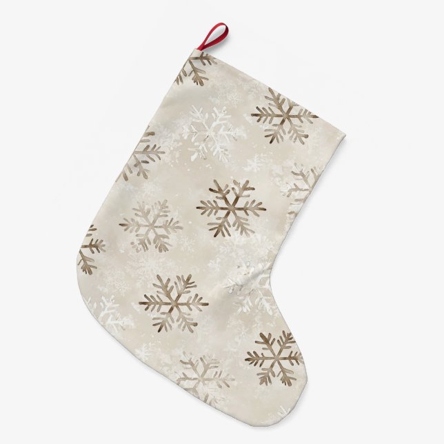 Grande Chaussette De Noël Flammes de neige bio à la crème tane (Devant (Accrochage))