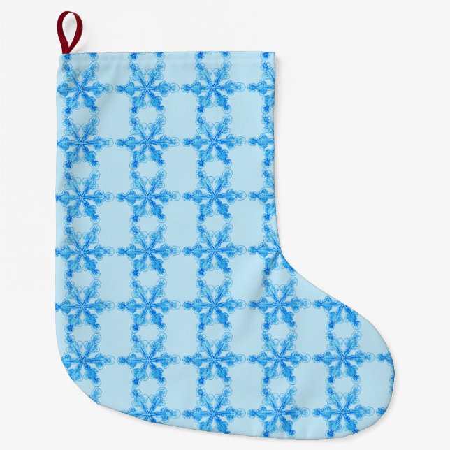 Grande Chaussette De Noël Flèche de neige Blue Winter (Devant)