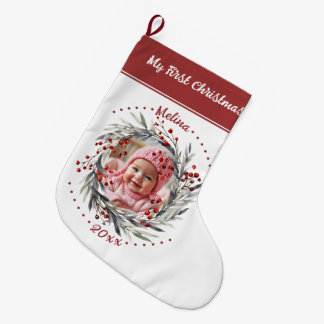Grande Chaussette De Noël Fleur de courge baies de Baby's First Christmas ph
