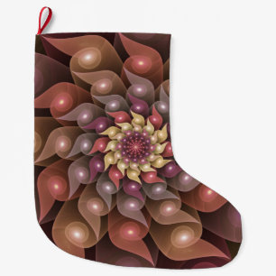 Grande Chaussette De Noël Fleur surréaliste brillante Art fractal abstrait m