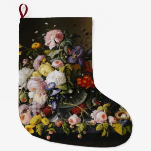 Grande Chaussette De Noël Fleurs et fruits vintages