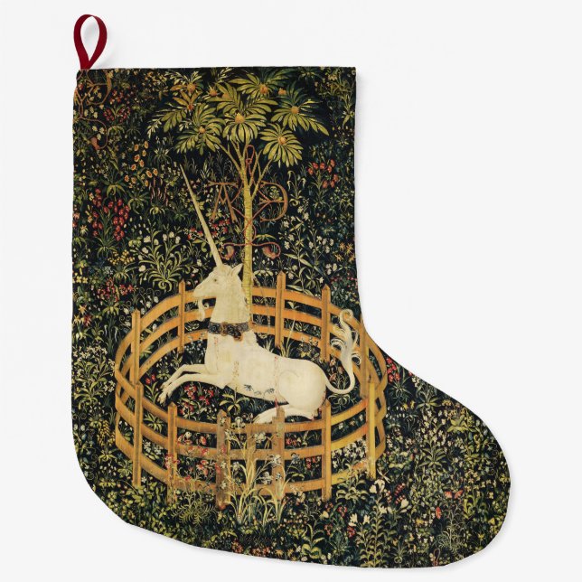 Grande Chaussette De Noël FLEURS GOTHIQUES d'IMAGINAIRE de LICORNE, vert (Devant)