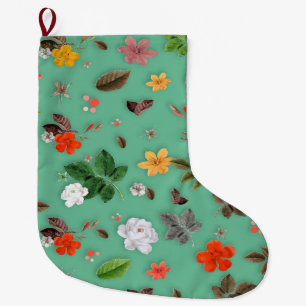 Grande Chaussette De Noël Fleurs jaunes et roses blanches 14
