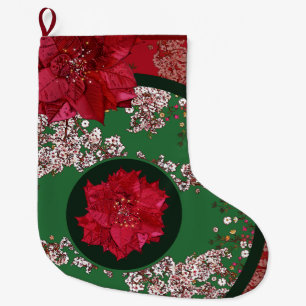Grande Chaussette De Noël Fleurs pour Noël