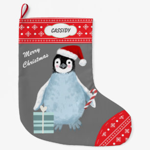 Grande Chaussette De Noël Flocon de neige Bordure mignonne Sucre de canne de
