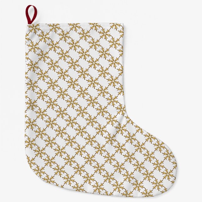 Grande Chaussette De Noël Flocon de Noël Golden Snowflake Stocker (Devant)