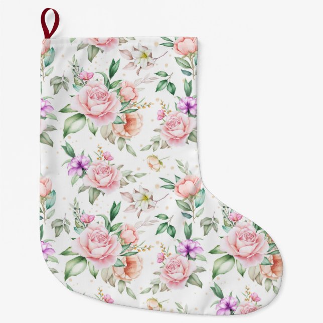 Grande Chaussette De Noël Floral (Devant)