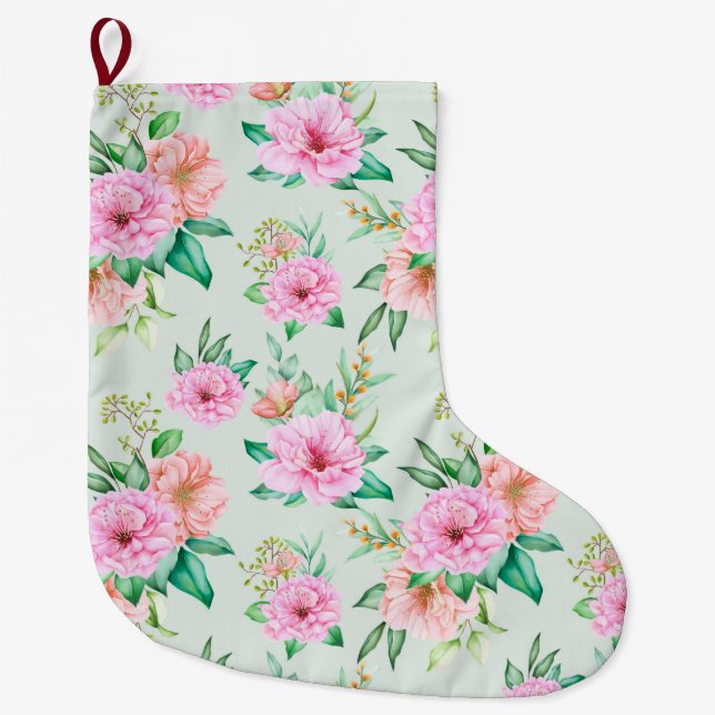 Grande Chaussette De Noël Floral (Devant)