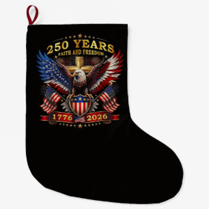 Grande Chaussette De Noël Foi Liberté 250 Ans 1776 2026 Aigle Patriotique